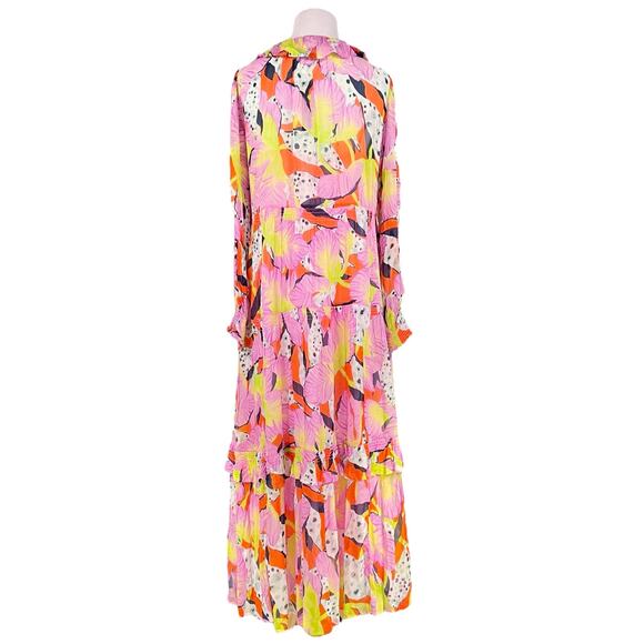 ANTHROPOLOGIE Yukiko Noritake NWT Marais Printed Chiffon Maxi Dress Canary XXS - Picture 9 of 11